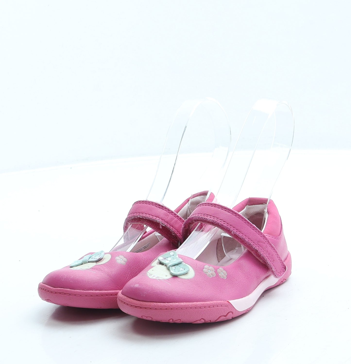 Clarks Girls Pink Leather Mary Jane Flat UK 7 - Mouse
