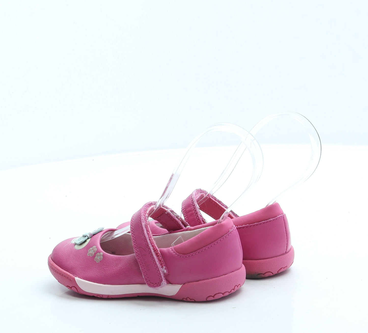 Clarks Girls Pink Leather Mary Jane Flat UK 7 - Mouse