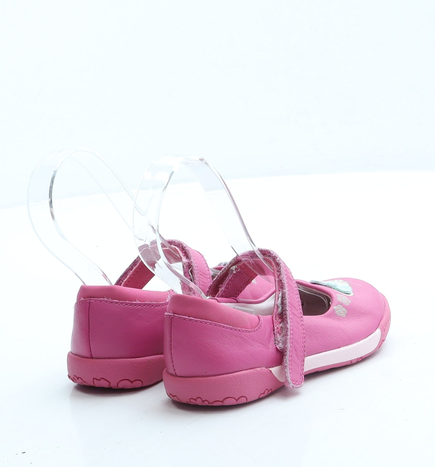 Clarks Girls Pink Leather Mary Jane Flat UK 7 - Mouse