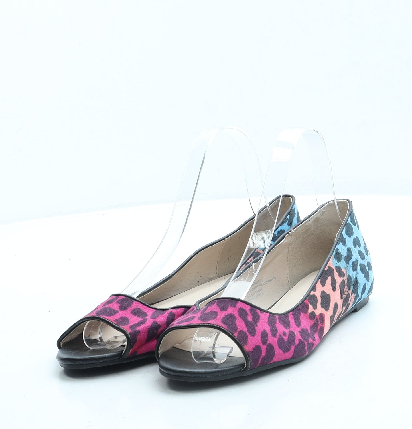 Fiore Womens Multicoloured Animal Print Suede Flat UK 5 38 - Leopard Print