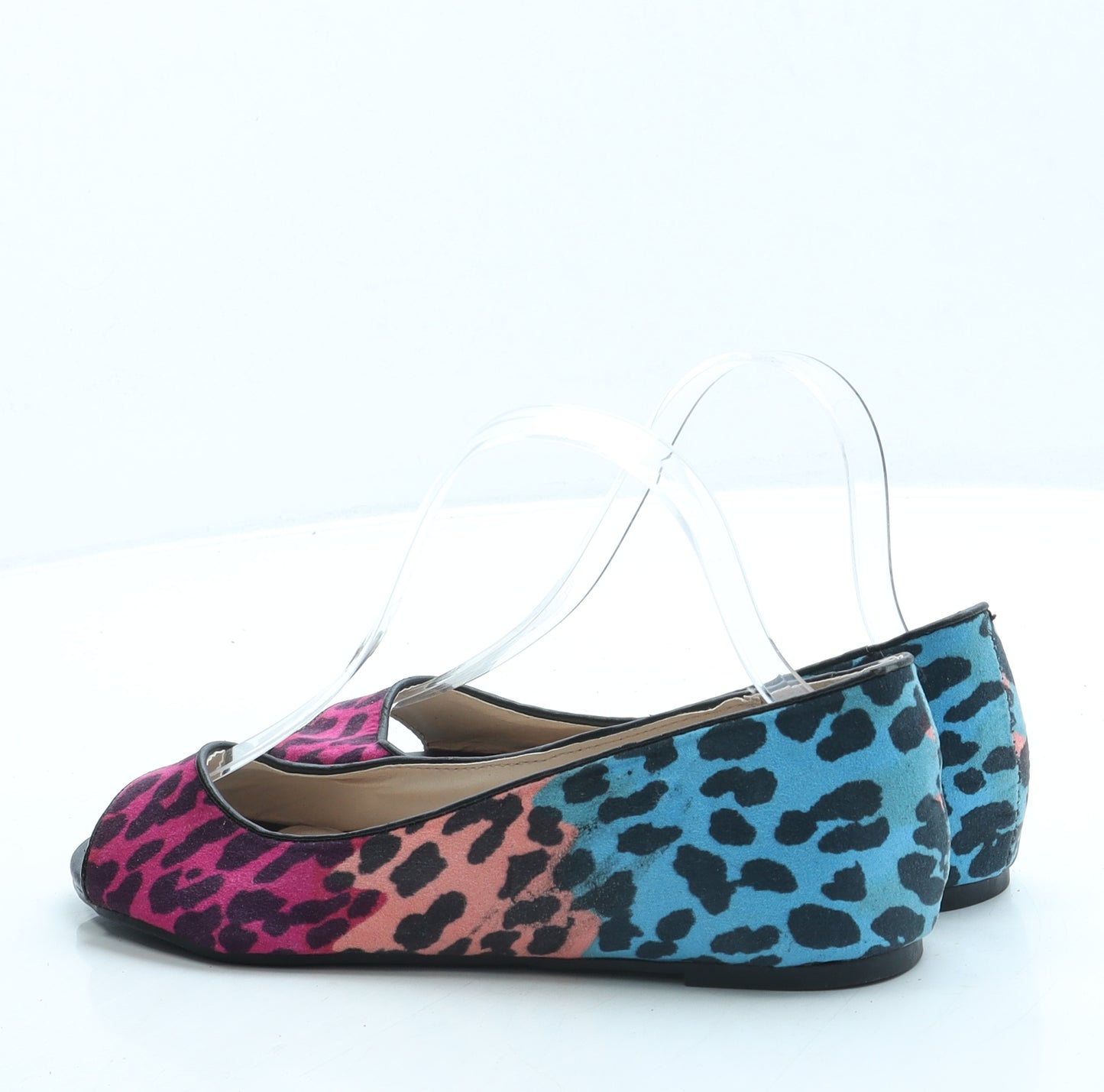 Fiore Womens Multicoloured Animal Print Suede Flat UK 5 38 - Leopard Print