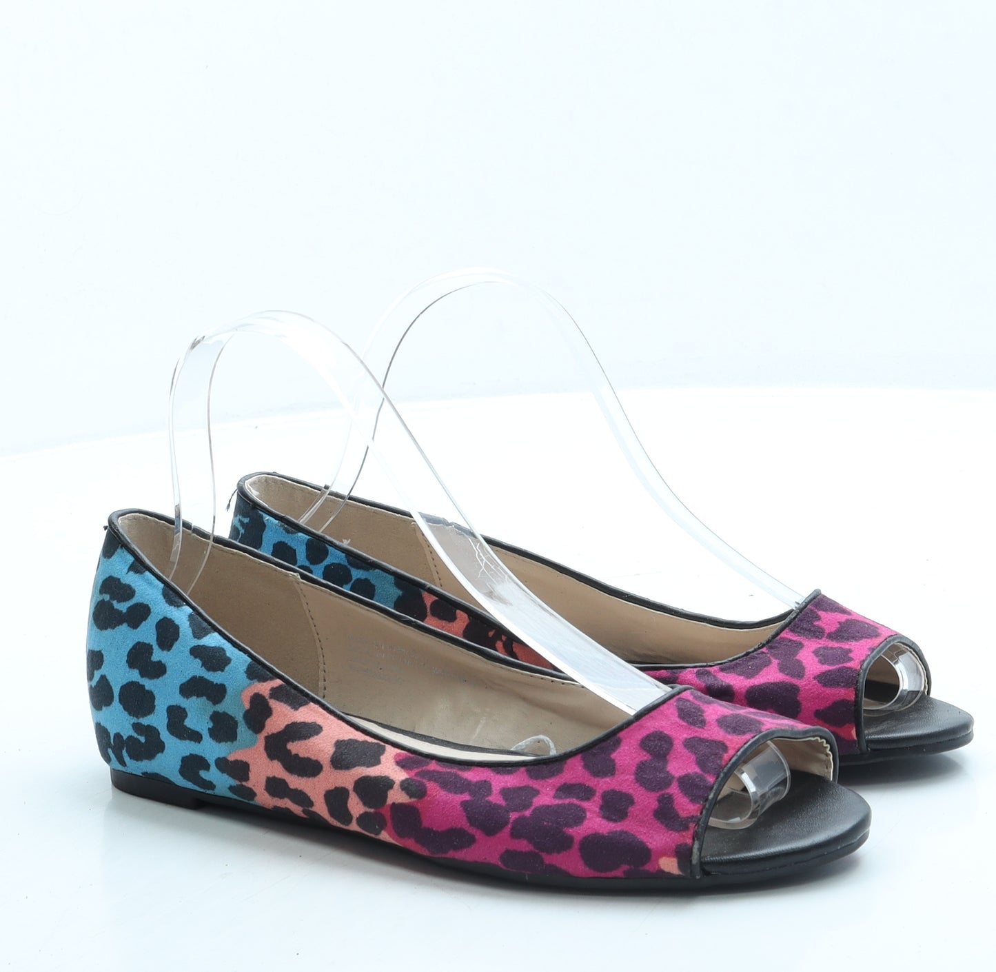 Fiore Womens Multicoloured Animal Print Suede Flat UK 5 38 - Leopard Print