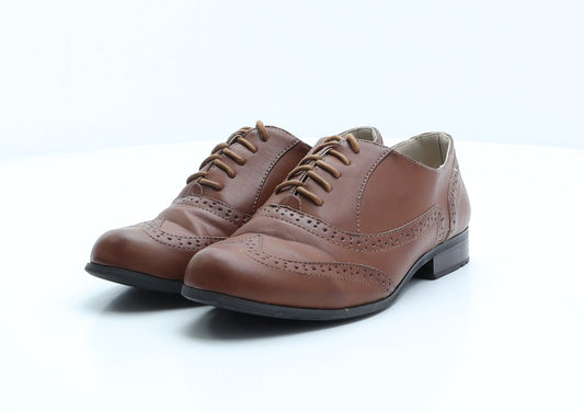 Debenhams Womens Brown Synthetic Oxford Casual UK 4 37 - Broque Style