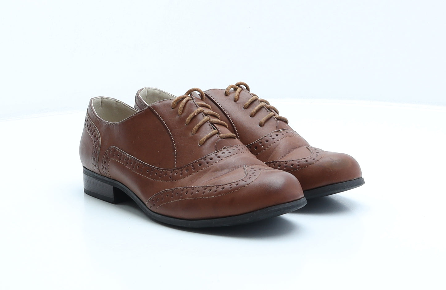 Debenhams Womens Brown Synthetic Oxford Casual UK 4 37 - Broque Style