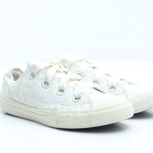 Converse Girls White Polyester Trainer UK 2 34
