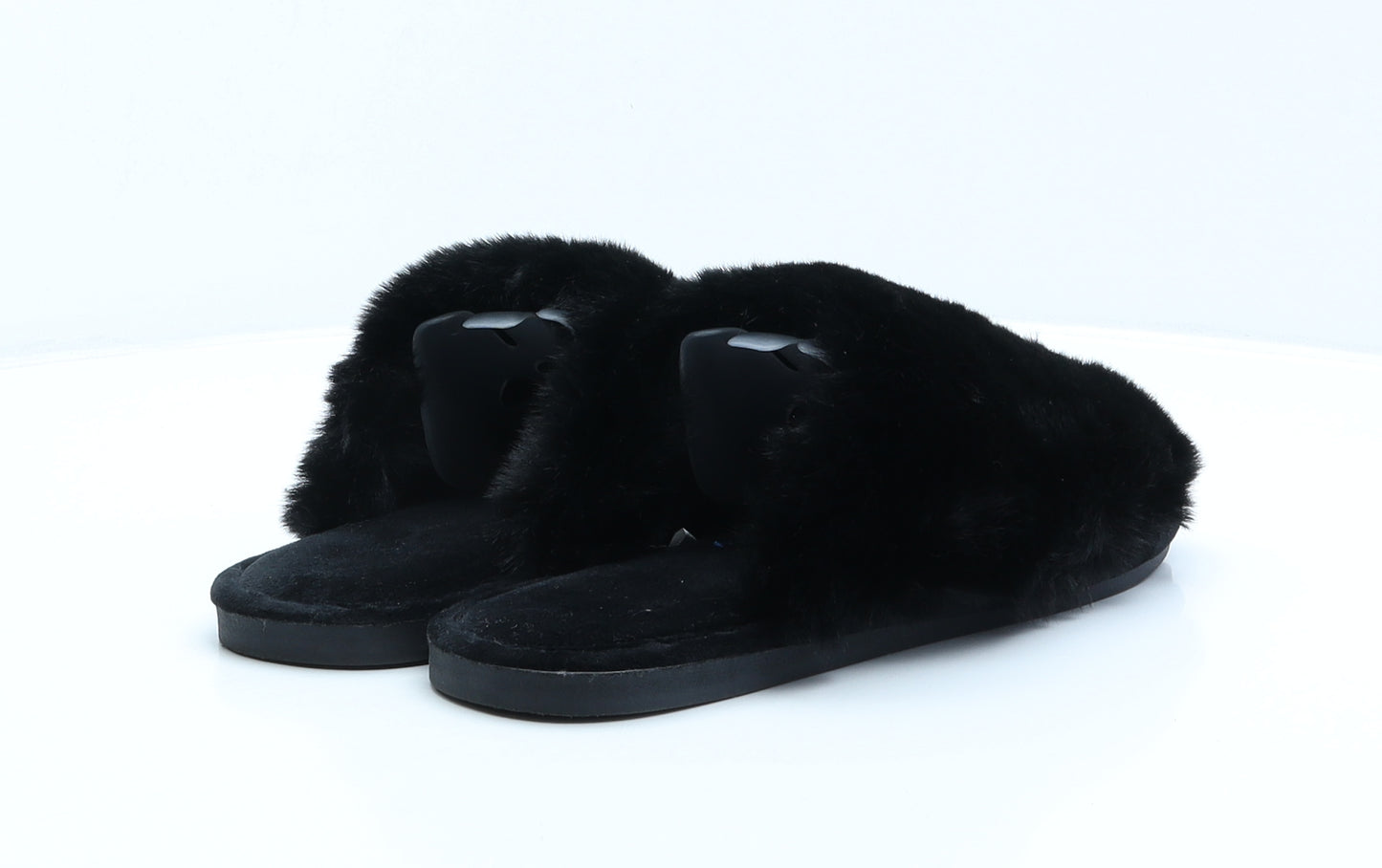 Calm &Cosy Womens Black Polyester Mule Slipper UK