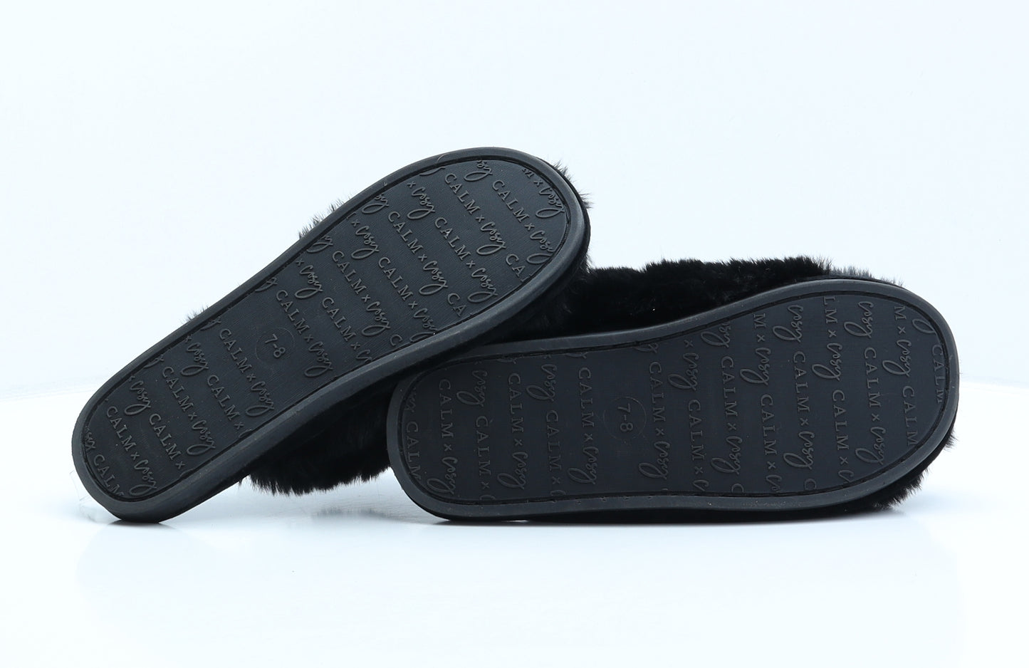Calm &Cosy Womens Black Polyester Mule Slipper UK