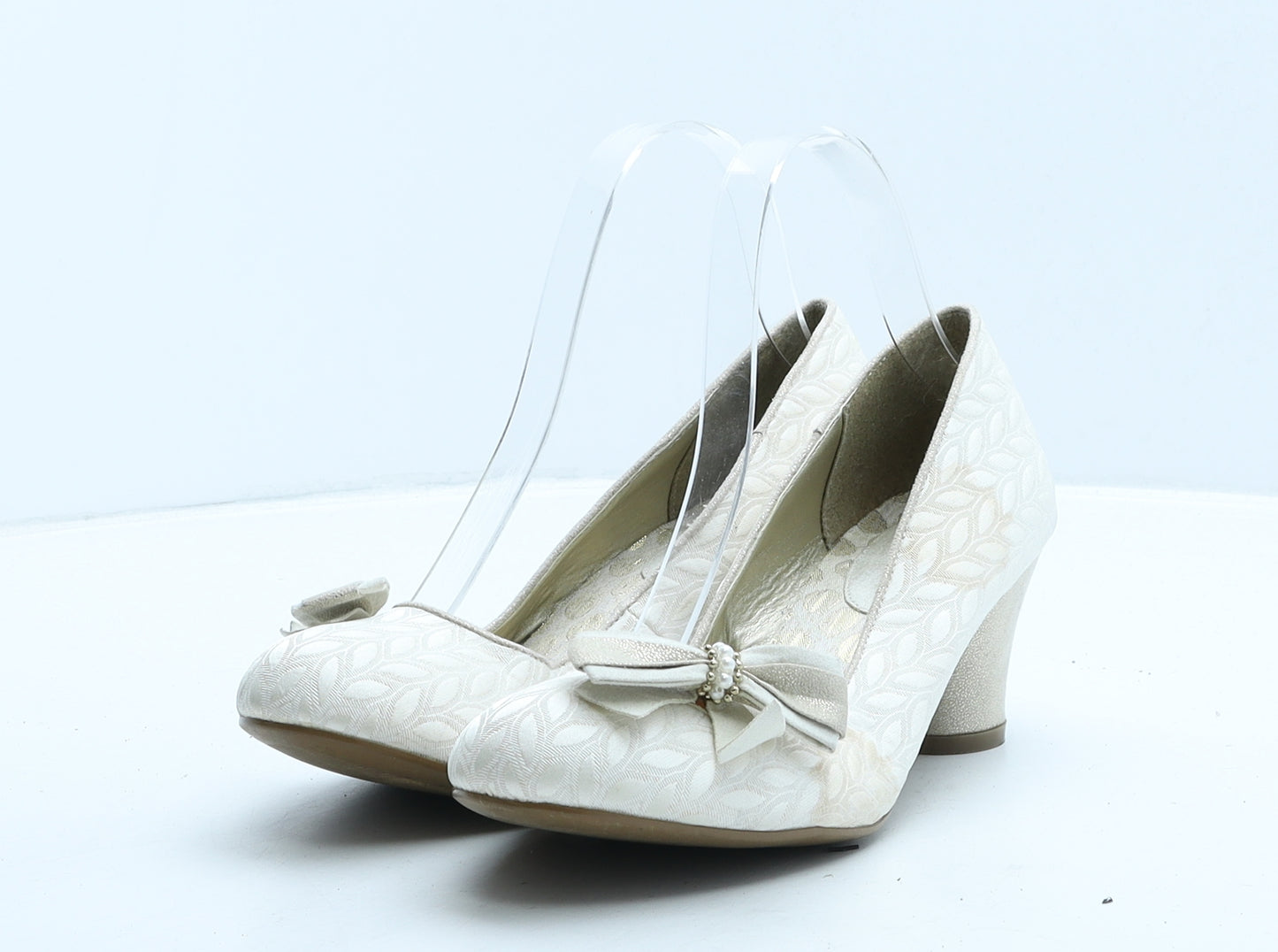 Ruby Shoo Womens Ivory Geometric Fabric Court Heel UK 5 38
