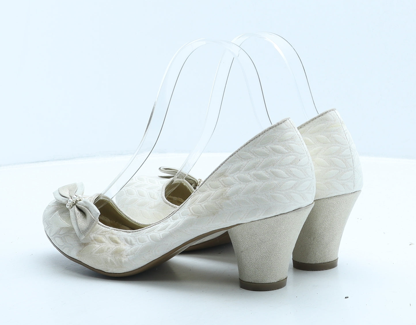 Ruby Shoo Womens Ivory Geometric Fabric Court Heel UK 5 38