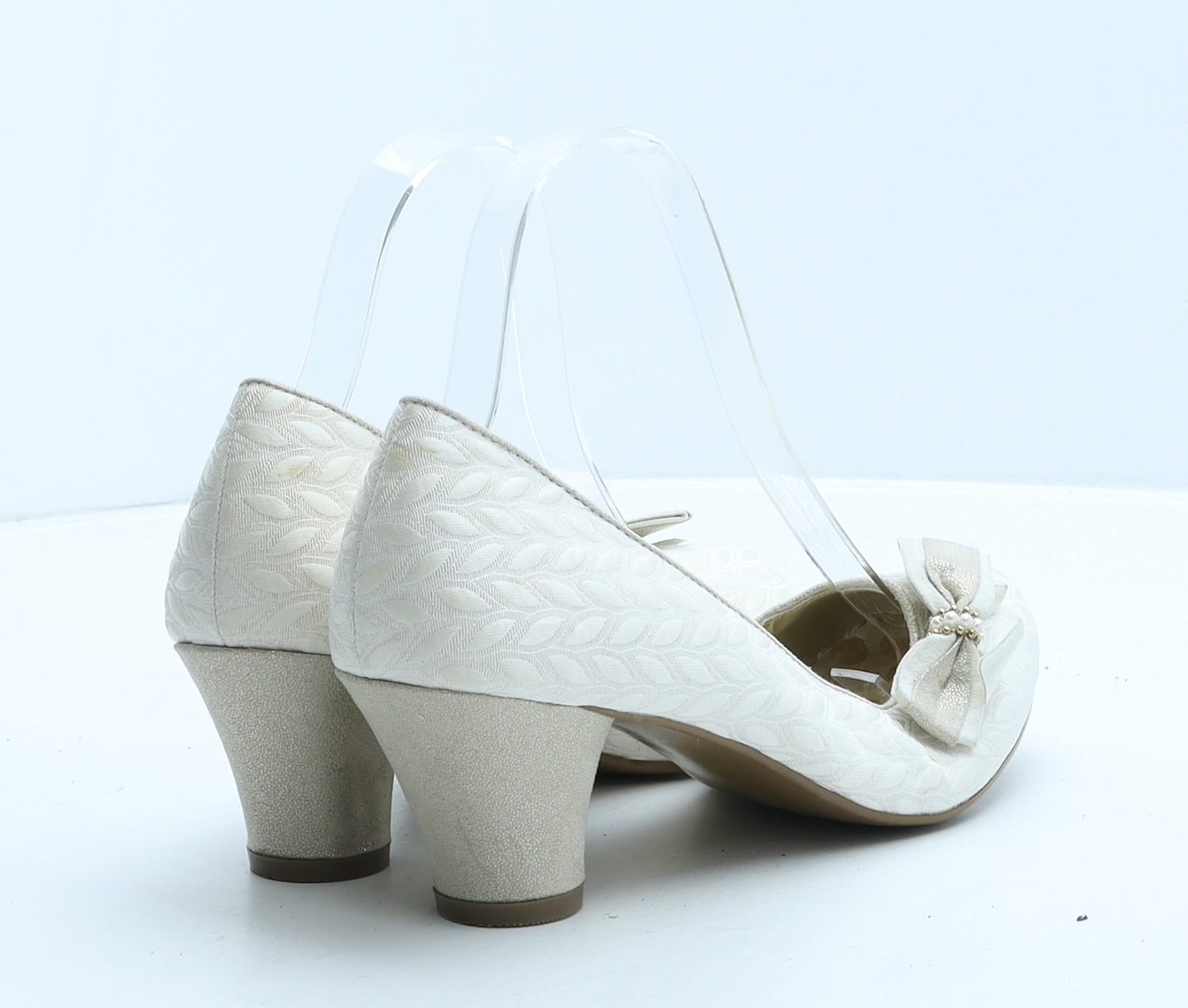 Ruby Shoo Womens Ivory Geometric Fabric Court Heel UK 5 38