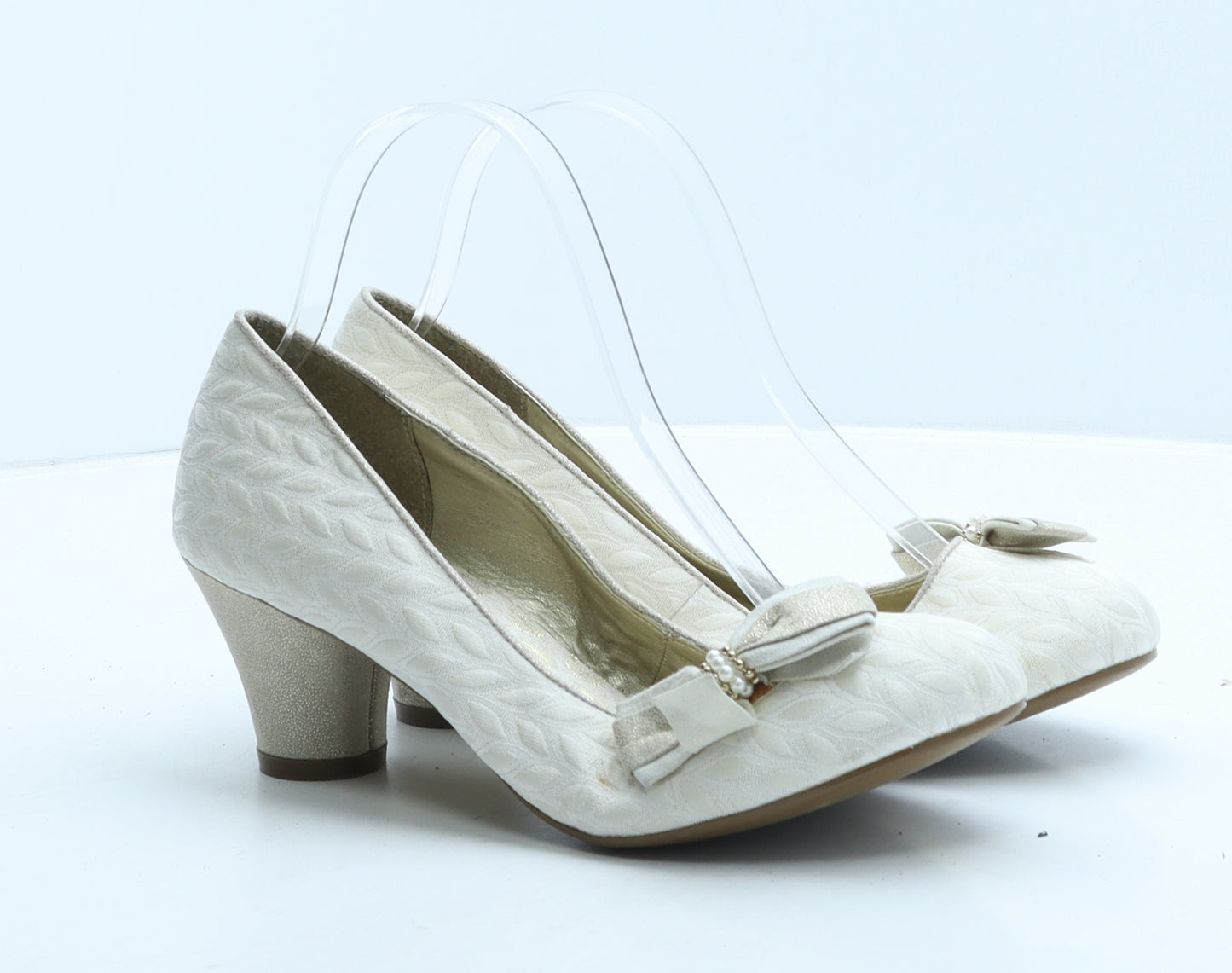 Ruby Shoo Womens Ivory Geometric Fabric Court Heel UK 5 38