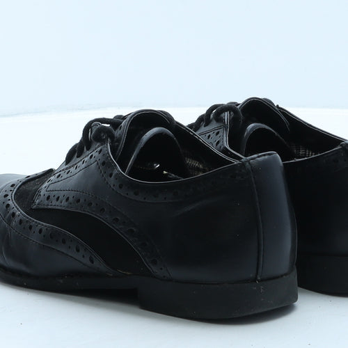 Preworn Womens Black Leather Oxford Casual UK 4 - Brogue Style