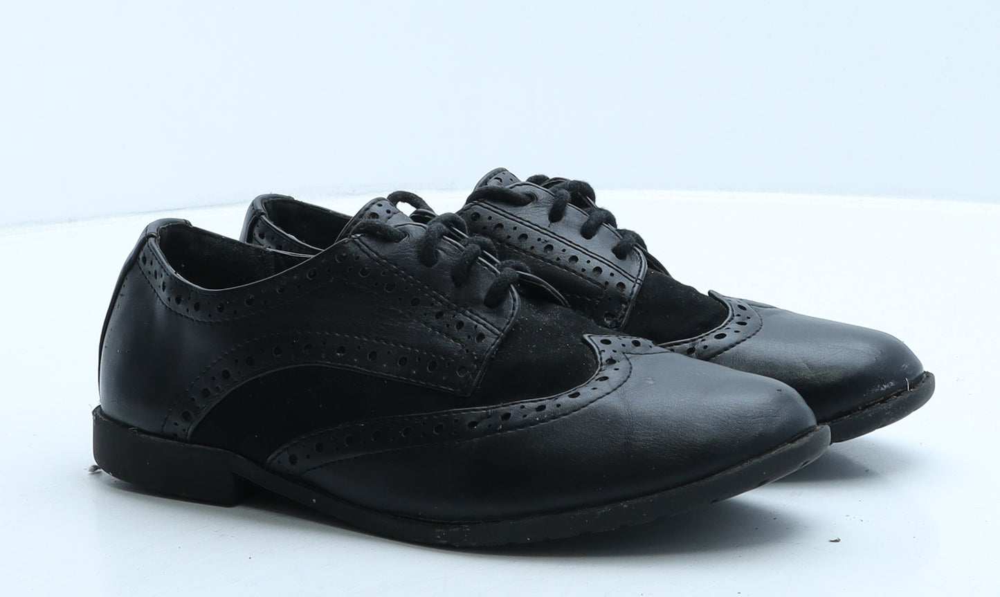 Preworn Womens Black Leather Oxford Casual UK 4 - Brogue Style