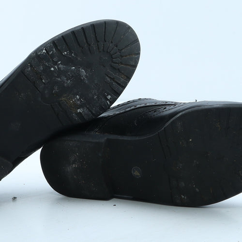 Preworn Womens Black Leather Oxford Casual UK 4 - Brogue Style