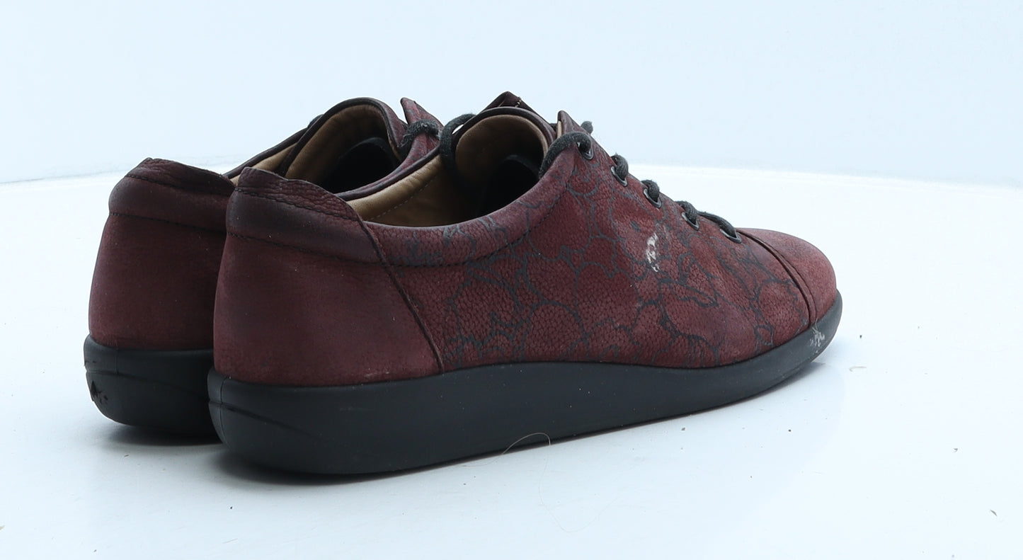 Hotter Womens Red Floral Leather Trainer Casual UK 7