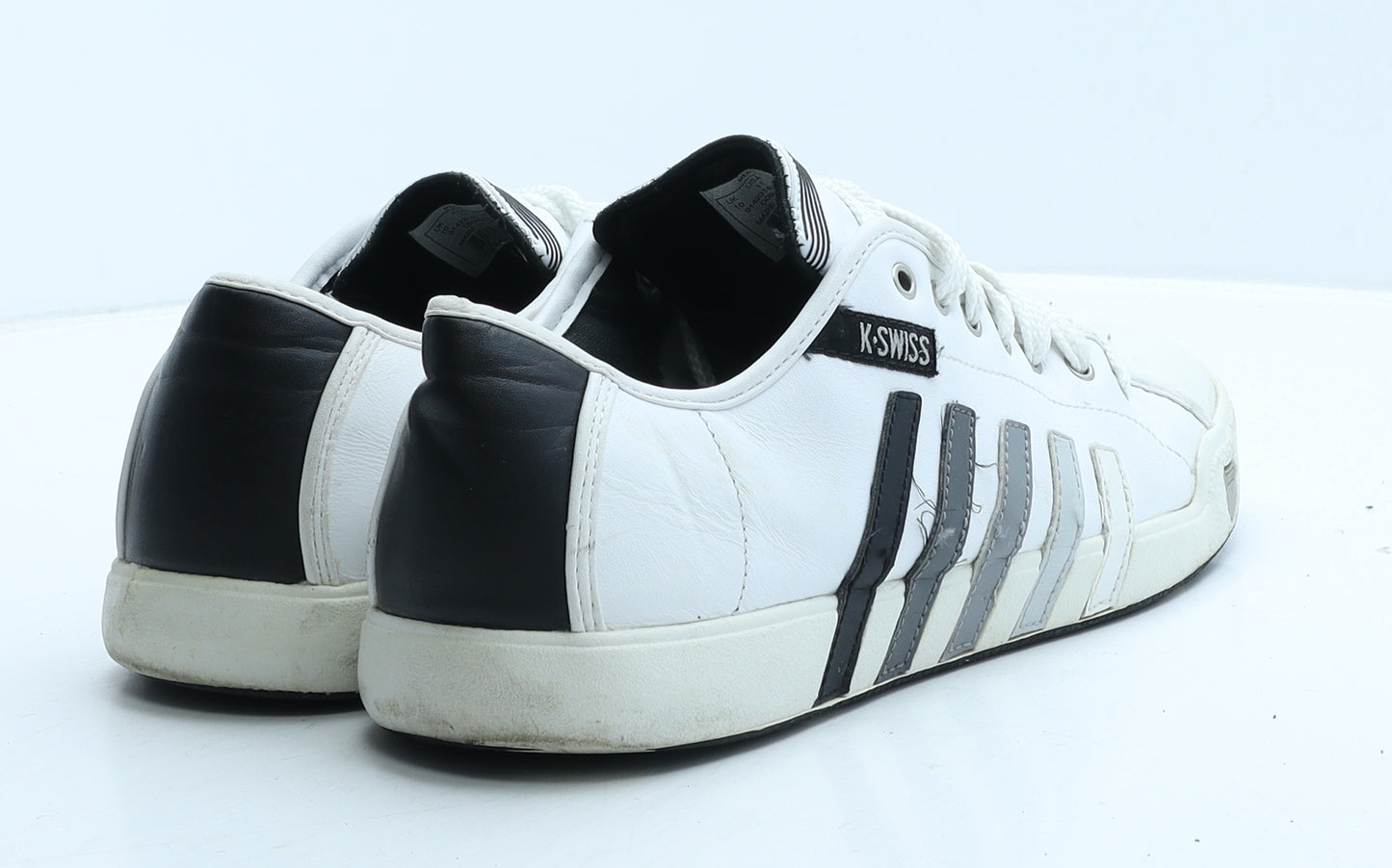 K-Swiss Mens White Striped Leather Trainer Casual UK 10 44.5
