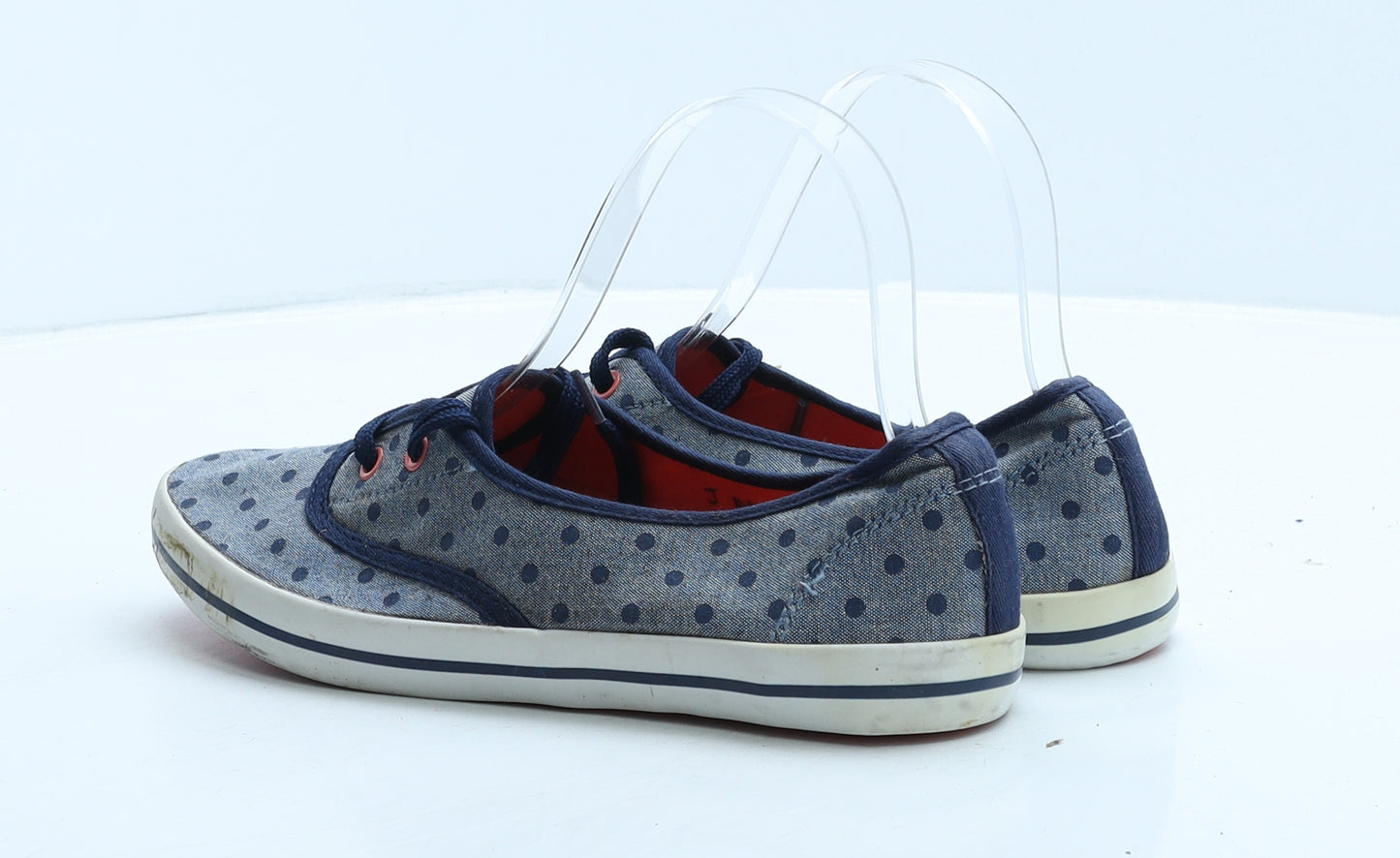 George Womens Blue Polka Dot Fabric Trainer UK 4 37
