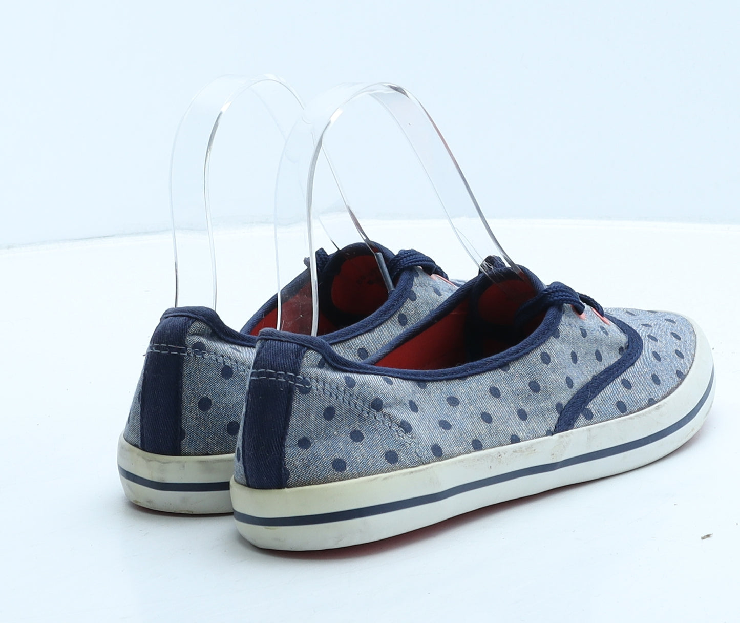 George Womens Blue Polka Dot Fabric Trainer UK 4 37