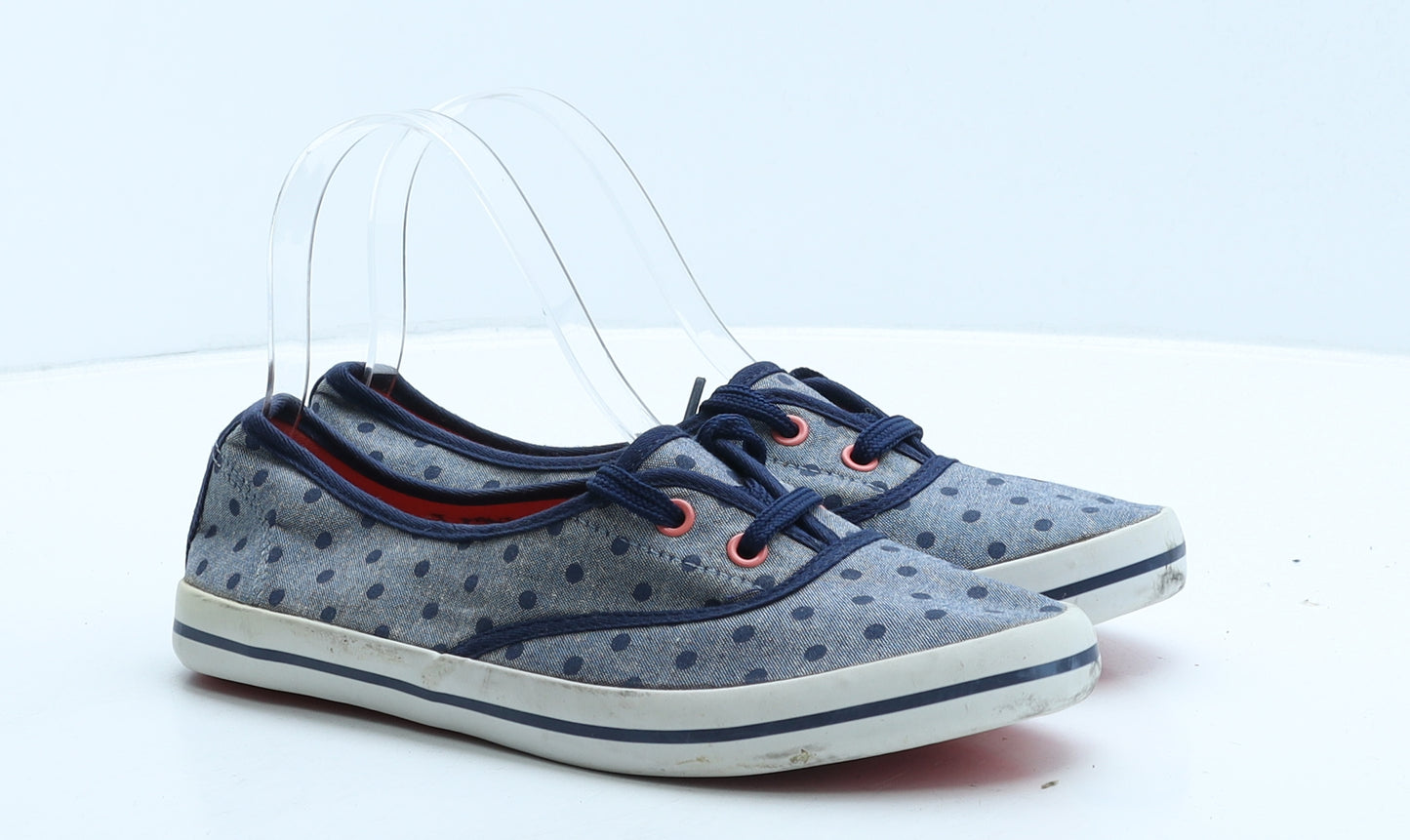 George Womens Blue Polka Dot Fabric Trainer UK 4 37