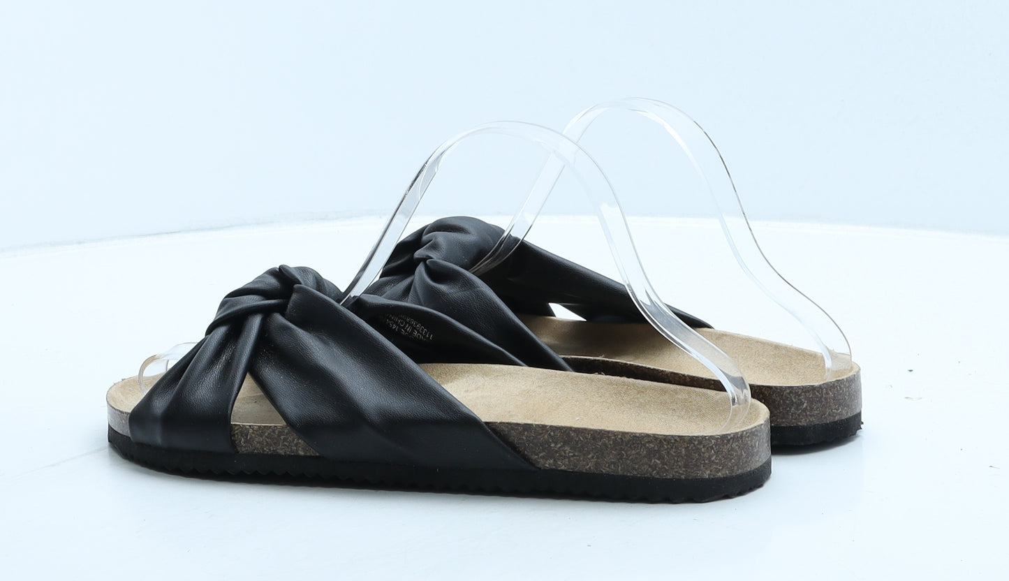 Primark Womens Black Leather Slip On Flat UK 7 40