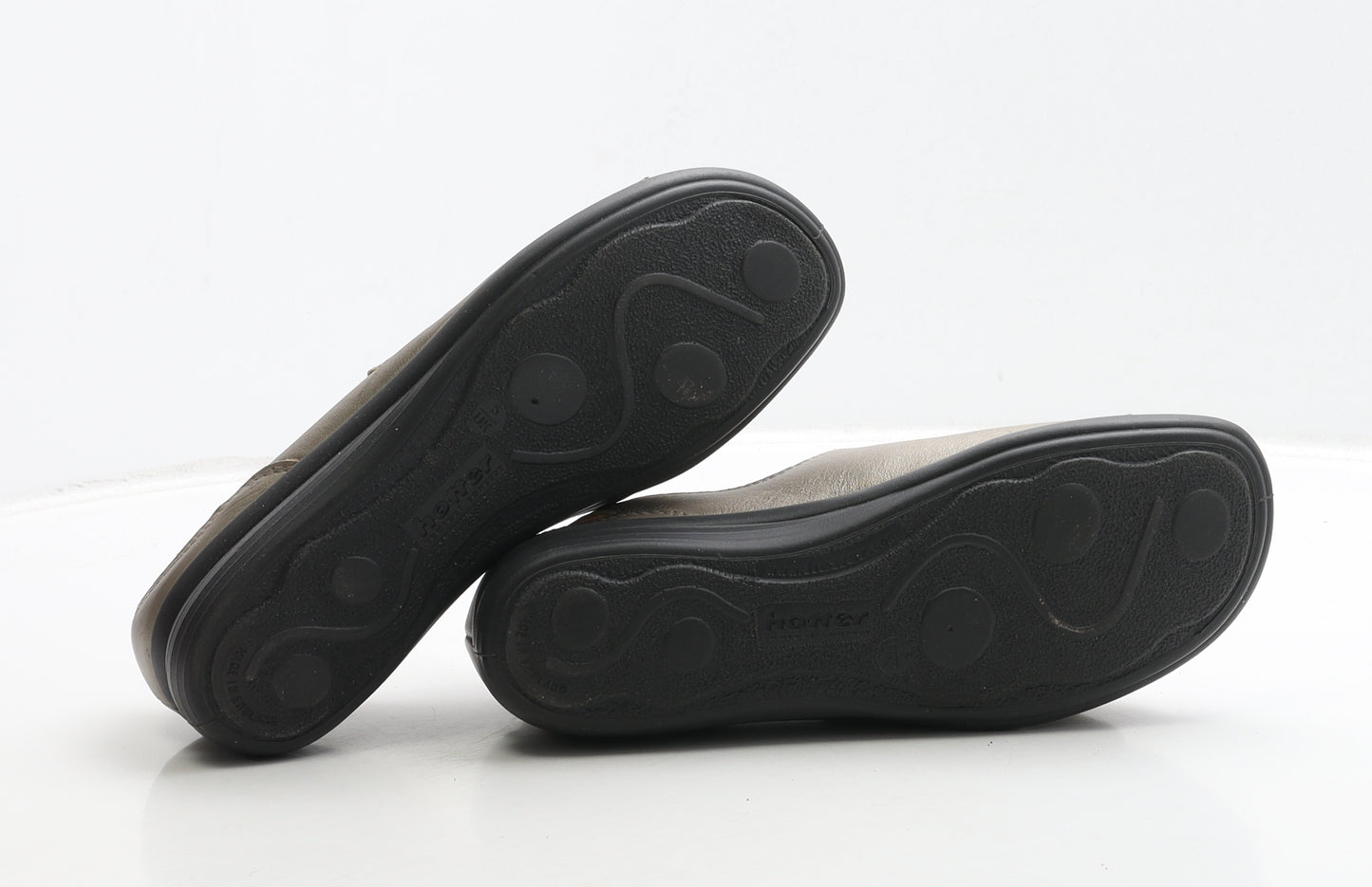 Hotter Womens Gold Leather Slip On Flat UK 5