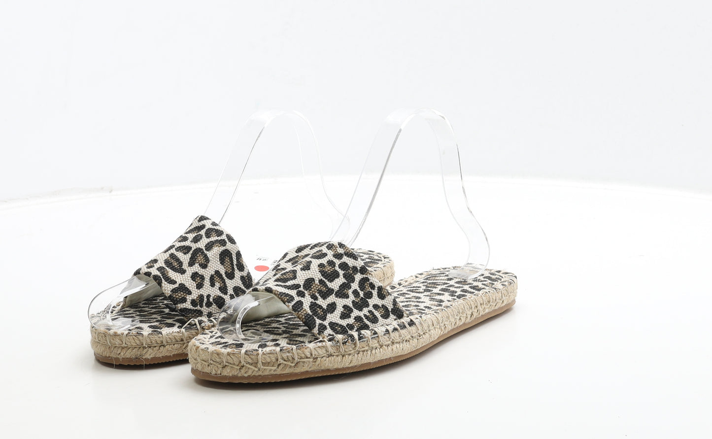 H&M Womens Beige Animal Print Fabric Slip On Sandal UK 6 39 - Leopard Print