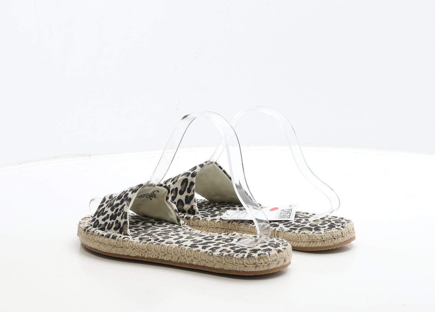 H&M Womens Beige Animal Print Fabric Slip On Sandal UK 6 39 - Leopard Print