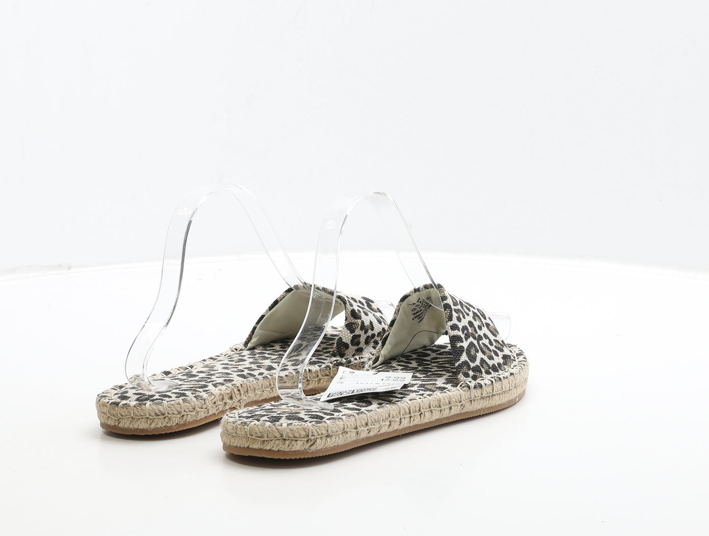 H&M Womens Beige Animal Print Fabric Slip On Sandal UK 6 39 - Leopard Print