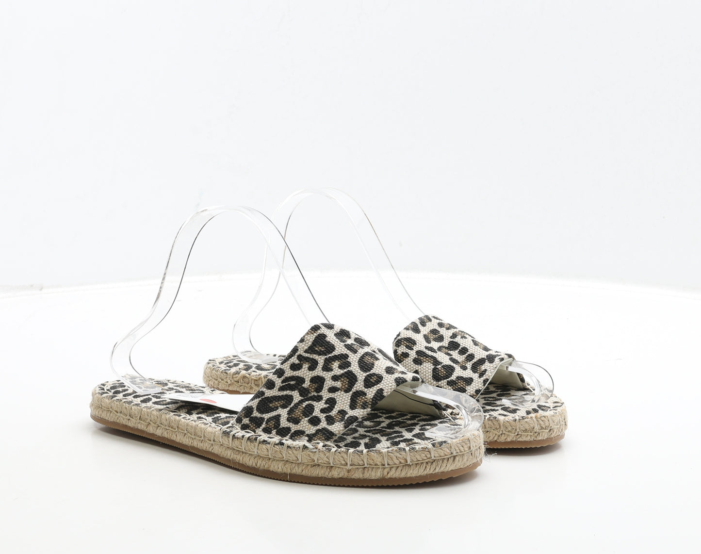 H&M Womens Beige Animal Print Fabric Slip On Sandal UK 6 39 - Leopard Print