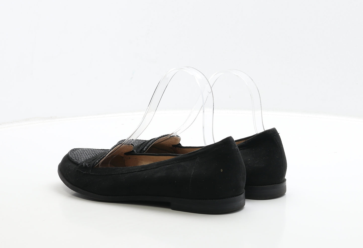 NEXT Womens Black Geometric Leather Loafer Flat UK 6 39