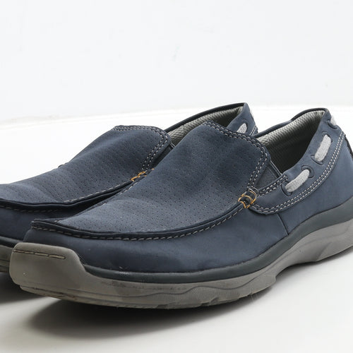 Clarks Mens Blue Leather Loafer Casual UK 8 42 - Cloudsteppers