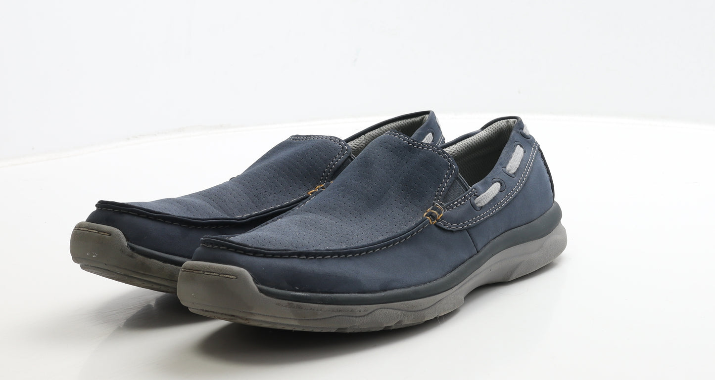Clarks Mens Blue Leather Loafer Casual UK 8 42 - Cloudsteppers