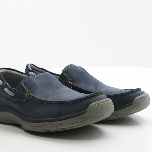 Clarks Mens Blue Leather Loafer Casual UK 8 42 - Cloudsteppers
