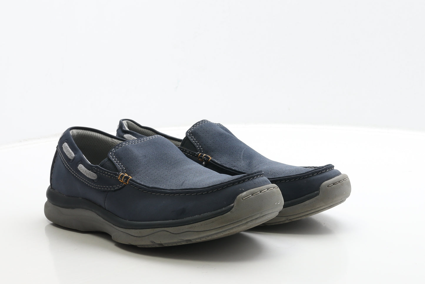 Clarks Mens Blue Leather Loafer Casual UK 8 42 - Cloudsteppers