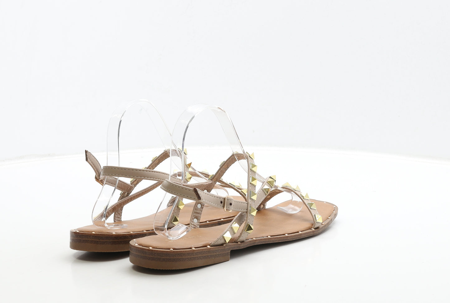 Matalan Womens Beige Leather Strappy Sandal UK 7 40