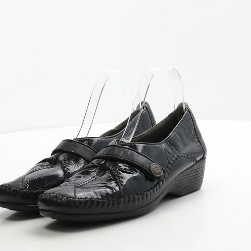 Pavers Womens Black Leather Slip On Casual UK 7 40