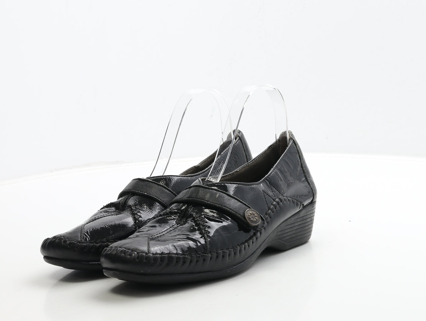 Pavers Womens Black Leather Slip On Casual UK 7 40