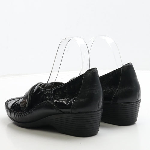 Pavers Womens Black Leather Slip On Casual UK 7 40
