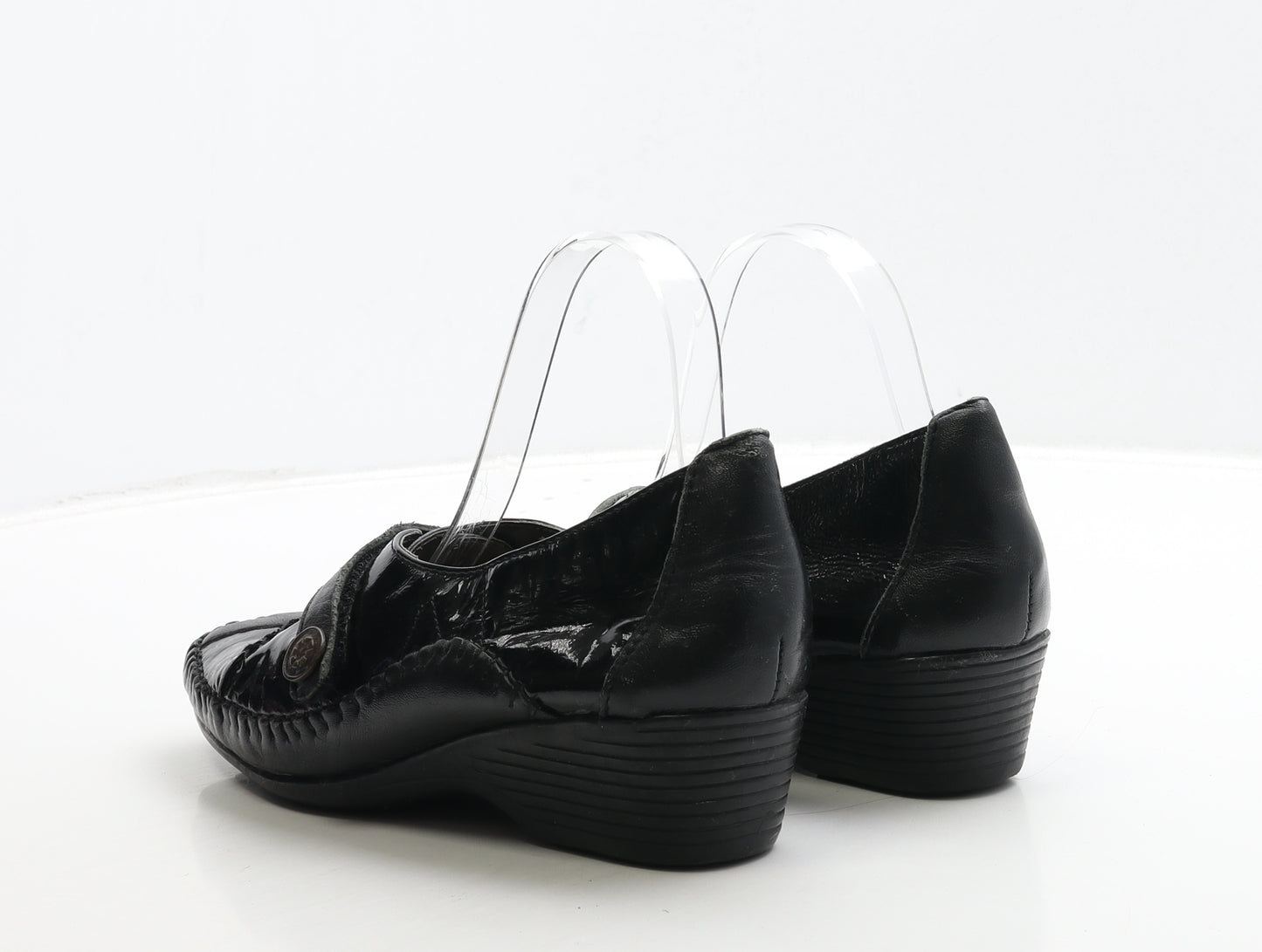 Pavers Womens Black Leather Slip On Casual UK 7 40