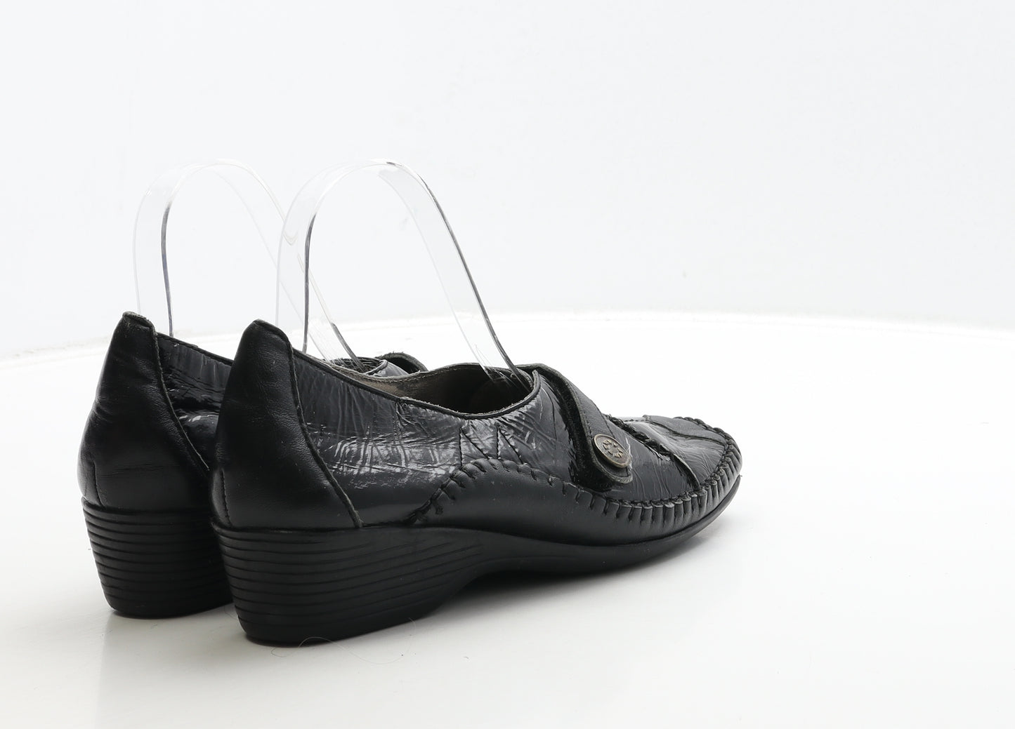 Pavers Womens Black Leather Slip On Casual UK 7 40