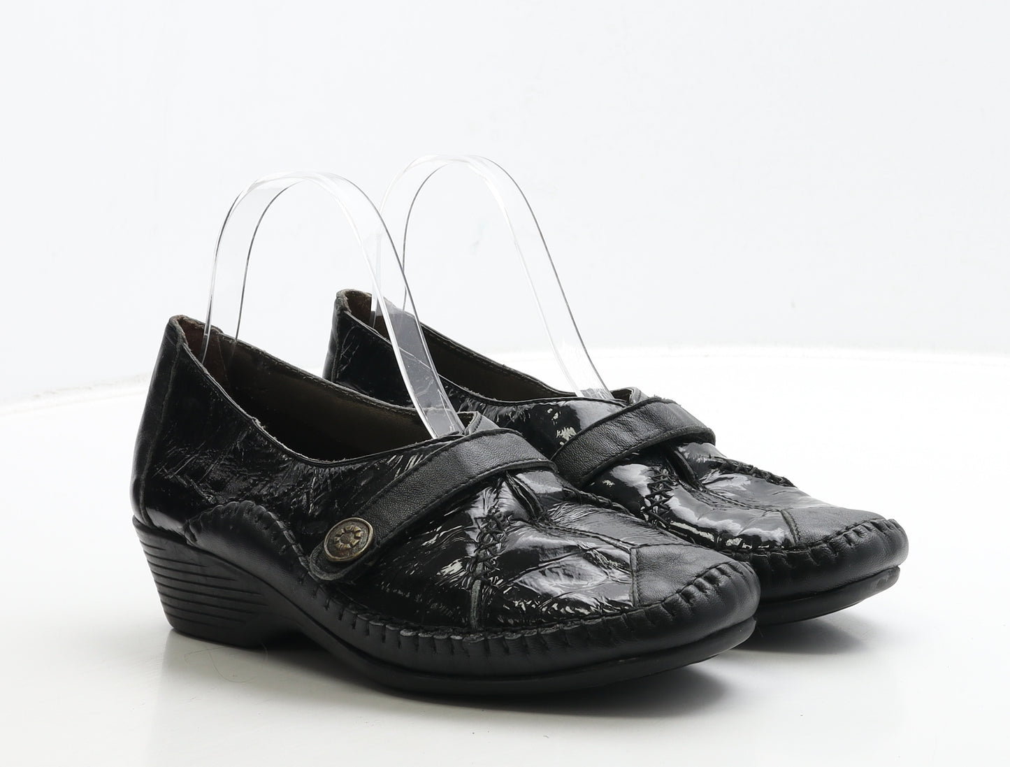 Pavers Womens Black Leather Slip On Casual UK 7 40