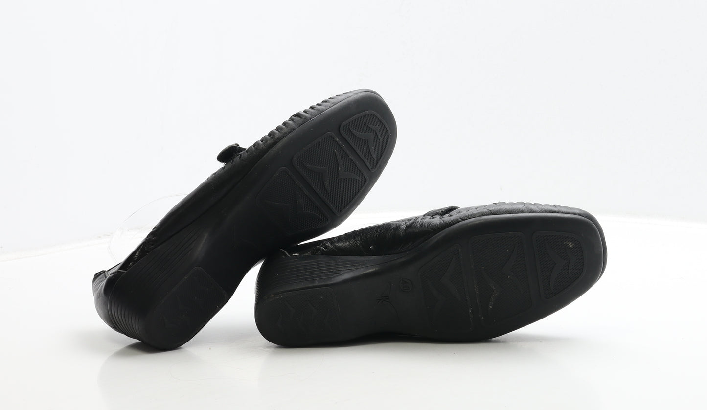 Pavers Womens Black Leather Slip On Casual UK 7 40