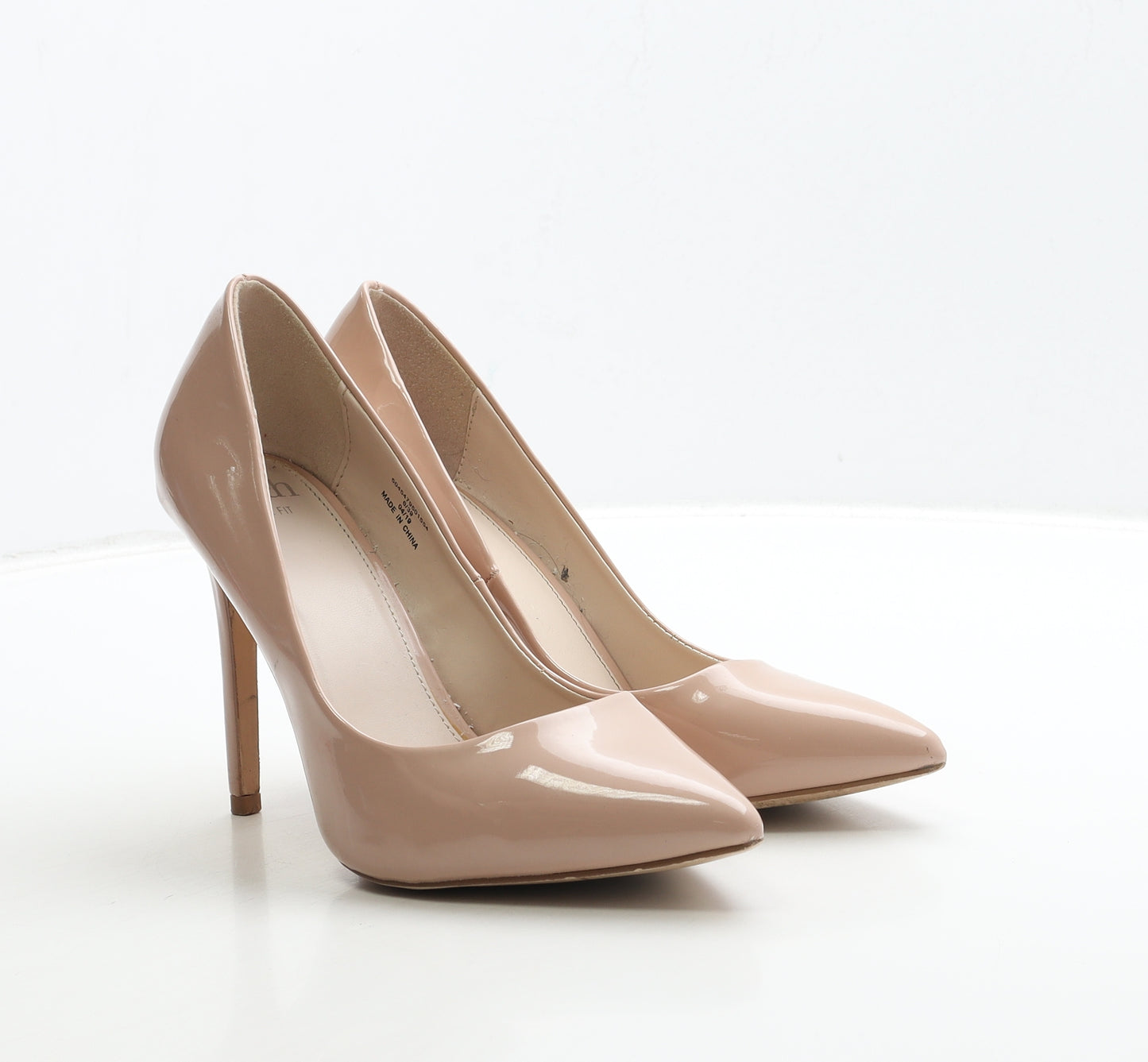 Faith Womens Pink Patent Leather Court Heel UK 6 39 - Wide Fit