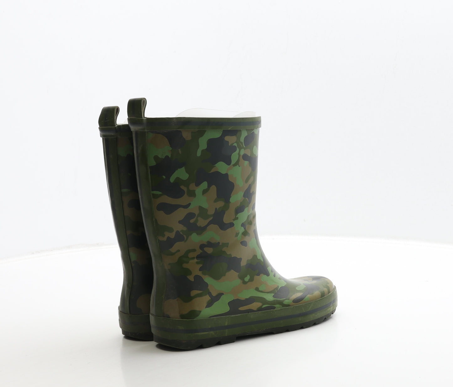 Marks and Spencer Boys Green Camouflage Rubber Wellies Boot UK 13 32