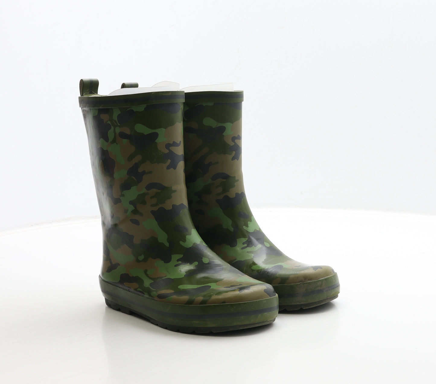 Marks and Spencer Boys Green Camouflage Rubber Wellies Boot UK 13 32