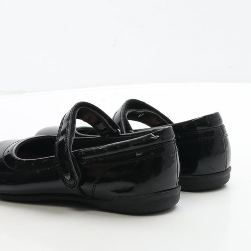 Lily&Dan Girls Black PVC Mary Jane Casual UK 1 - Heart Detail
