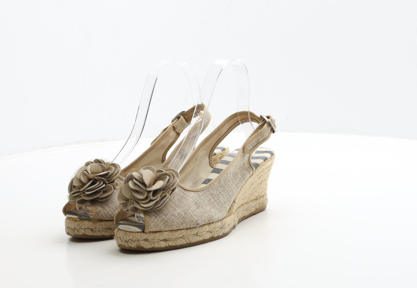 Cipollini Womens Beige Fabric Espadrille Heel UK 4 37