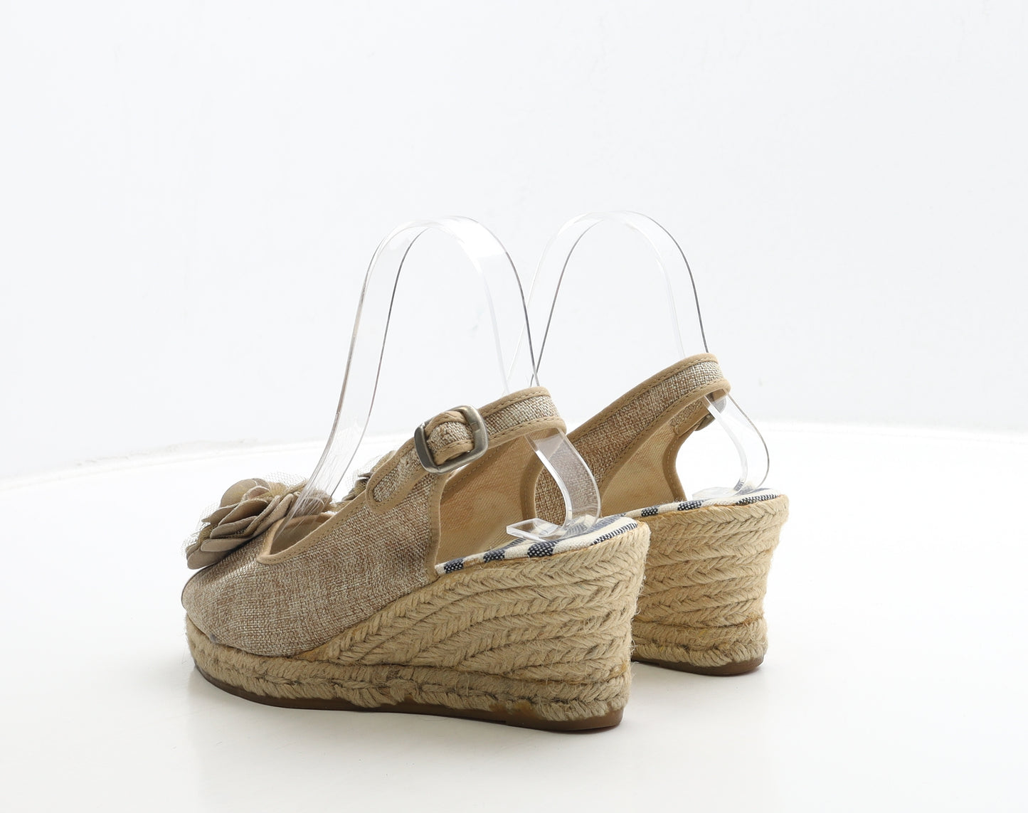Cipollini Womens Beige Fabric Espadrille Heel UK 4 37