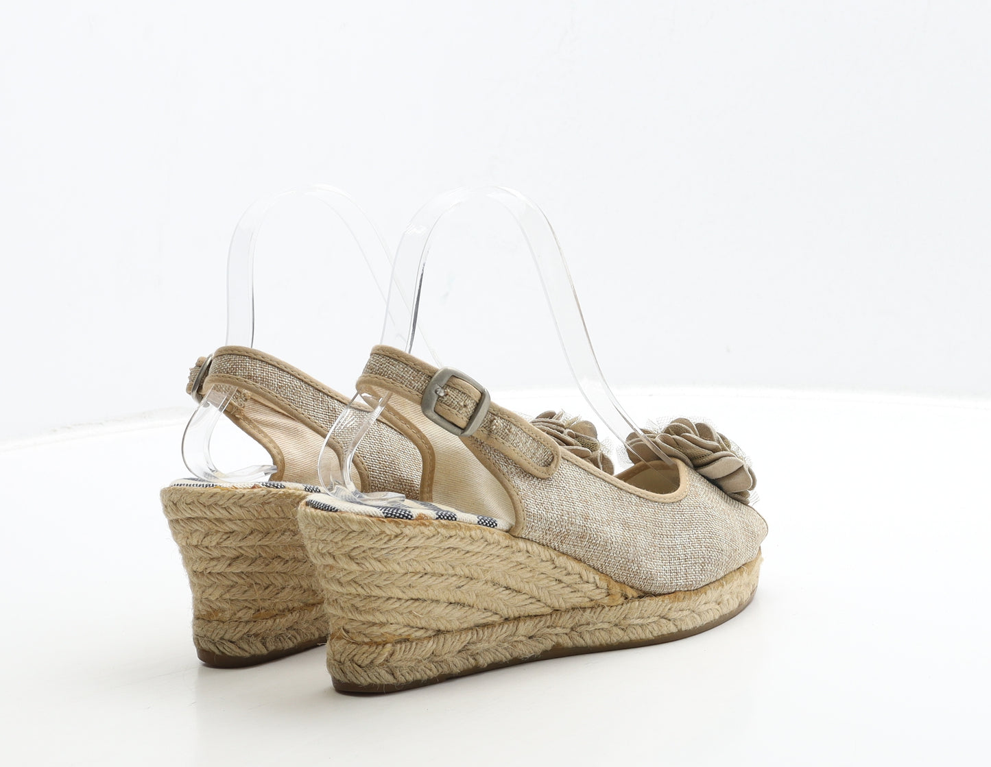 Cipollini Womens Beige Fabric Espadrille Heel UK 4 37