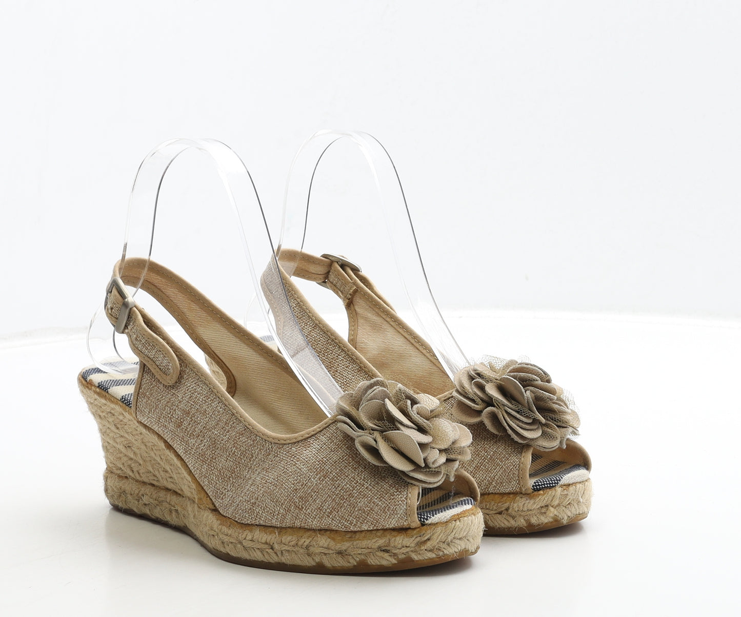 Cipollini Womens Beige Fabric Espadrille Heel UK 4 37